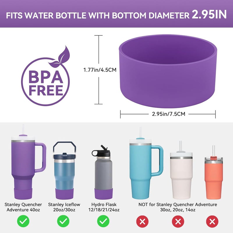 PICcircuit 2PCS for Stanley Boot, Silicone Bottom for Quencher Adventure 40oz 30oz IceFlow 20oz 30oz Bottle&for Hydroflask Tumbler 12-24oz for Stanley Cup Accessories Avoid Scratches&Noise - Image 2